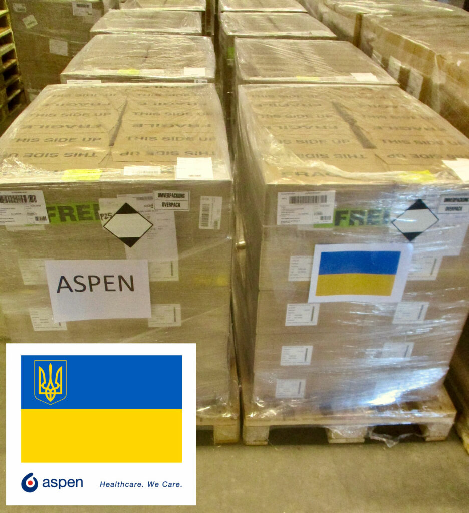 Aspen has donated life saving medicines valued at R11 million to facilitate 62 000 surgeries in Ukraine